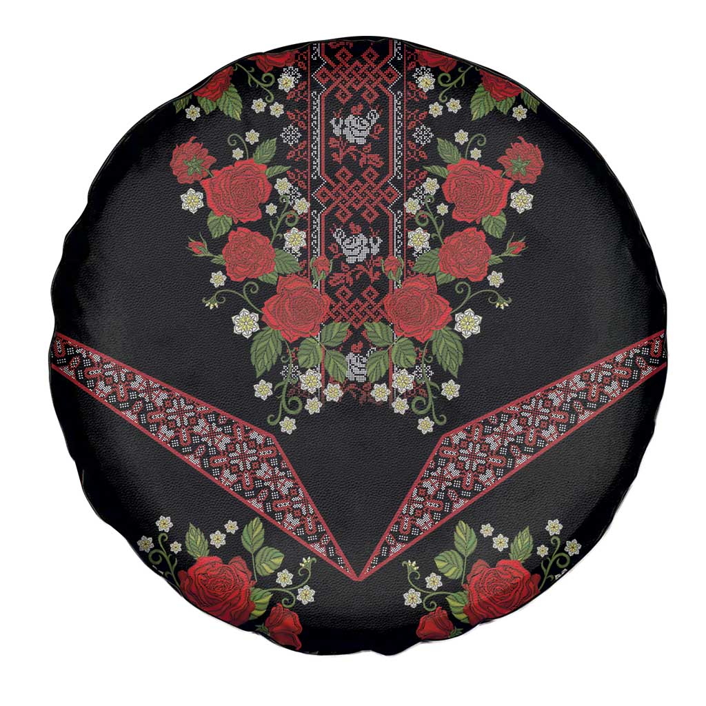 Traditional Ukrainian Costume Spare Tire Cover Red Floral Embroidery Style