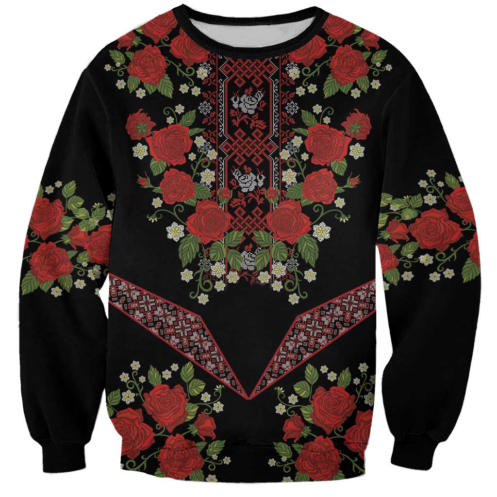 Traditional Ukrainian Costume Sweatshirt Red Floral Embroidery Style