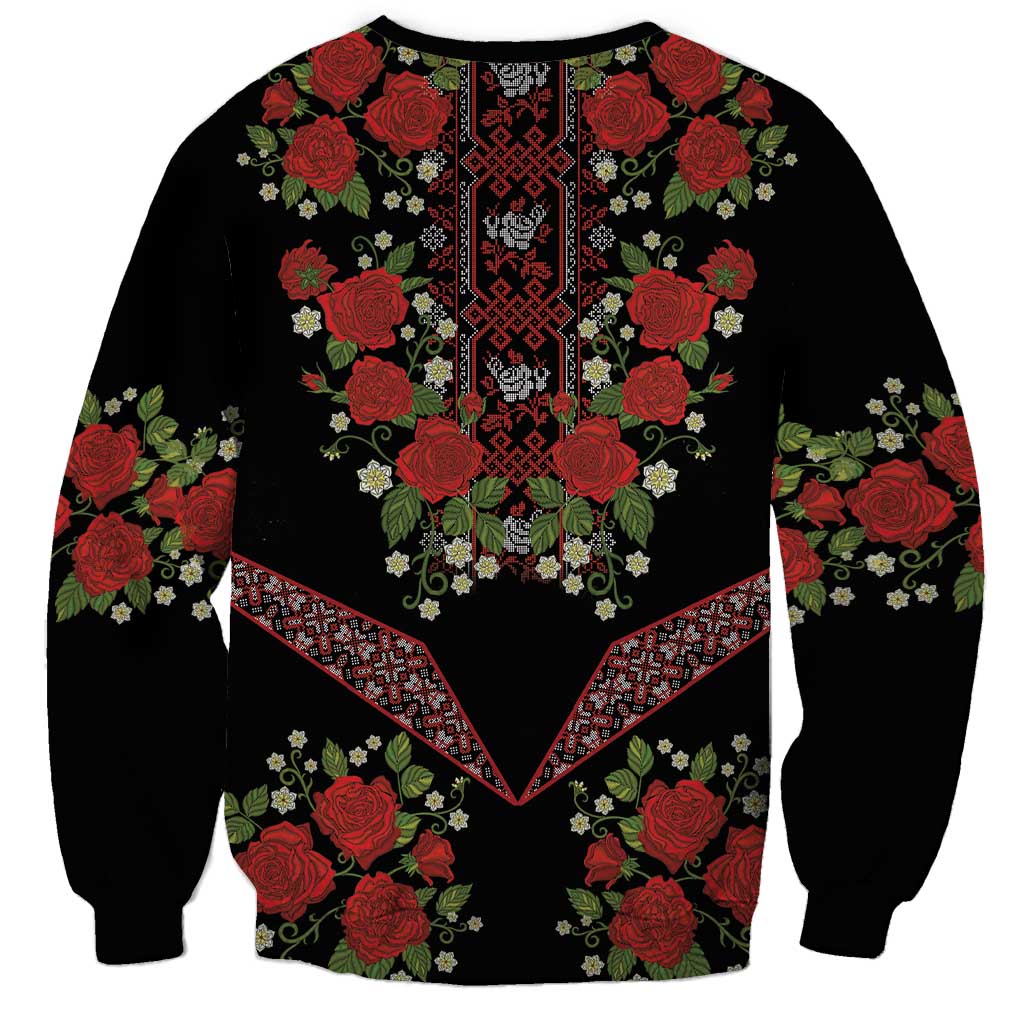 Traditional Ukrainian Costume Sweatshirt Red Floral Embroidery Style
