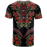 Traditional Ukrainian Costume T Shirt Red Floral Embroidery Style