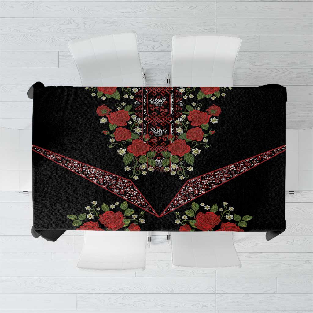 Traditional Ukrainian Costume Tablecloth Red Floral Embroidery Style