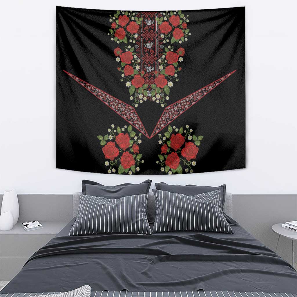 Traditional Ukrainian Costume Tapestry Red Floral Embroidery Style