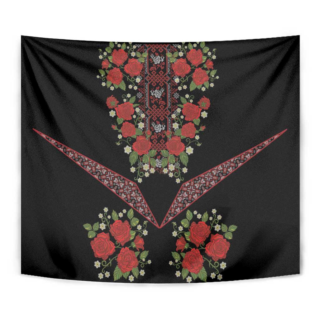 Traditional Ukrainian Costume Tapestry Red Floral Embroidery Style
