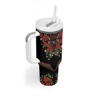 Traditional Ukrainian Costume Tumbler With Handle Red Floral Embroidery Style