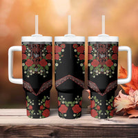 Traditional Ukrainian Costume Tumbler With Handle Red Floral Embroidery Style