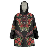 Traditional Ukrainian Costume Wearable Blanket Hoodie Red Floral Embroidery Style