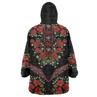Traditional Ukrainian Costume Wearable Blanket Hoodie Red Floral Embroidery Style