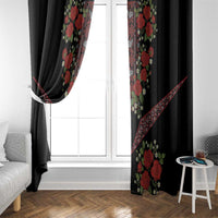 Traditional Ukrainian Costume Window Curtain Red Floral Embroidery Style
