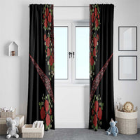 Traditional Ukrainian Costume Window Curtain Red Floral Embroidery Style