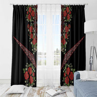 Traditional Ukrainian Costume Window Curtain Red Floral Embroidery Style