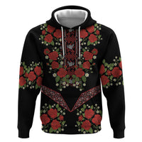 Traditional Ukrainian Costume Zip Hoodie Red Floral Embroidery Style
