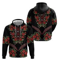 Traditional Ukrainian Costume Zip Hoodie Red Floral Embroidery Style