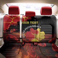 Personalized Macedonia Republic Day Back Car Seat Cover Ilinden Monument Red Poppy - Wonder Print Shop