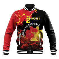 Personalized Macedonia Republic Day Baseball Jacket Ilinden Monument Red Poppy - Wonder Print Shop