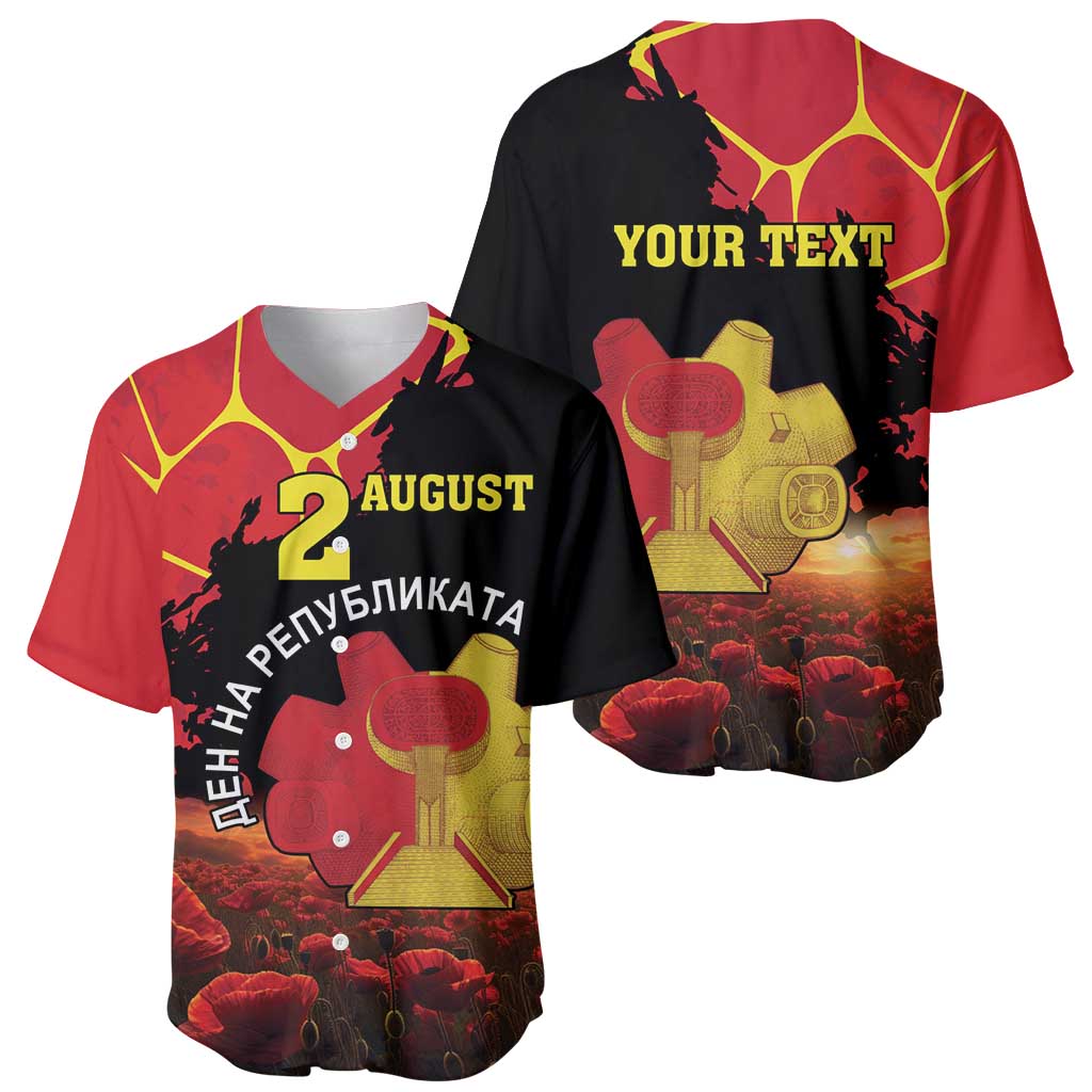 Personalized Macedonia Republic Day Baseball Jersey Ilinden Monument Red Poppy - Wonder Print Shop