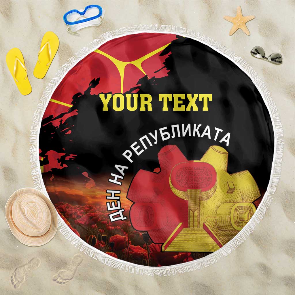 Personalized Macedonia Republic Day Beach Blanket Ilinden Monument Red Poppy - Wonder Print Shop