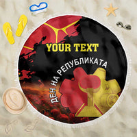 Personalized Macedonia Republic Day Beach Blanket Ilinden Monument Red Poppy - Wonder Print Shop