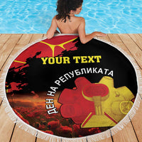 Personalized Macedonia Republic Day Beach Blanket Ilinden Monument Red Poppy - Wonder Print Shop