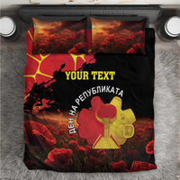 Personalized Macedonia Republic Day Bedding Set Ilinden Monument Red Poppy - Wonder Print Shop