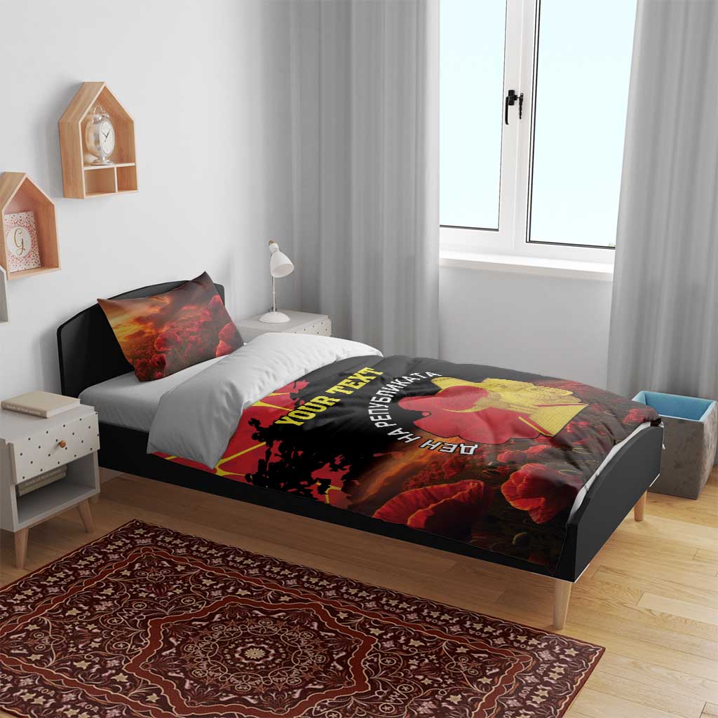 Personalized Macedonia Republic Day Bedding Set Ilinden Monument Red Poppy - Wonder Print Shop