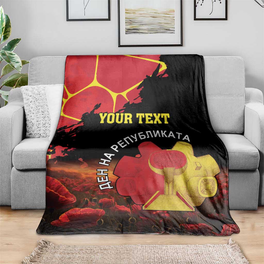 Personalized Macedonia Republic Day Blanket Ilinden Monument Red Poppy - Wonder Print Shop