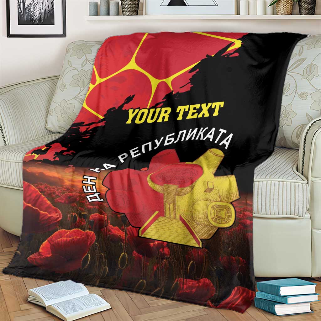 Personalized Macedonia Republic Day Blanket Ilinden Monument Red Poppy - Wonder Print Shop