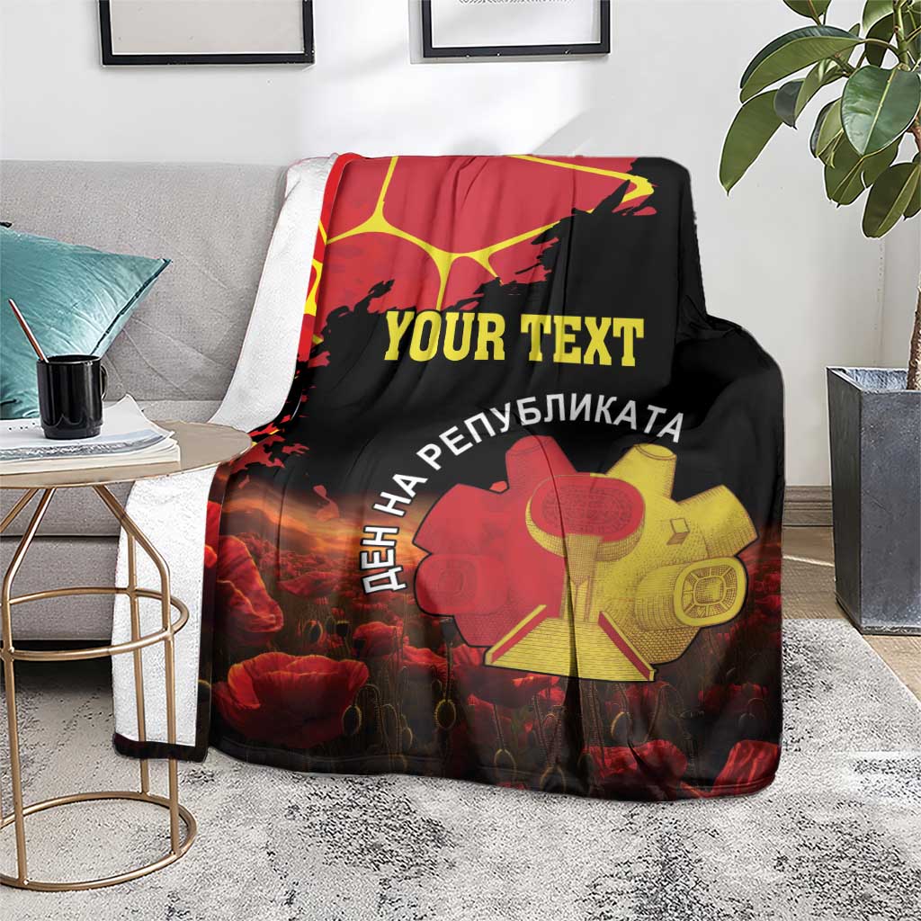 Personalized Macedonia Republic Day Blanket Ilinden Monument Red Poppy - Wonder Print Shop