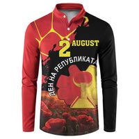 Personalized Macedonia Republic Day Button Sweatshirt Ilinden Monument Red Poppy - Wonder Print Shop