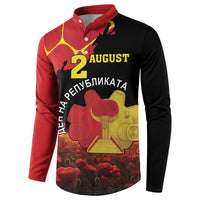 Personalized Macedonia Republic Day Button Sweatshirt Ilinden Monument Red Poppy - Wonder Print Shop