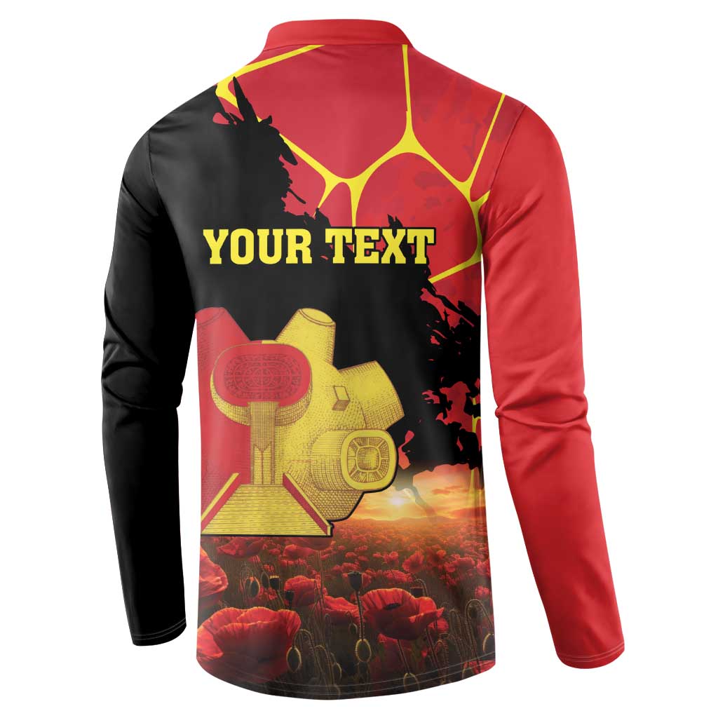 Personalized Macedonia Republic Day Button Sweatshirt Ilinden Monument Red Poppy - Wonder Print Shop