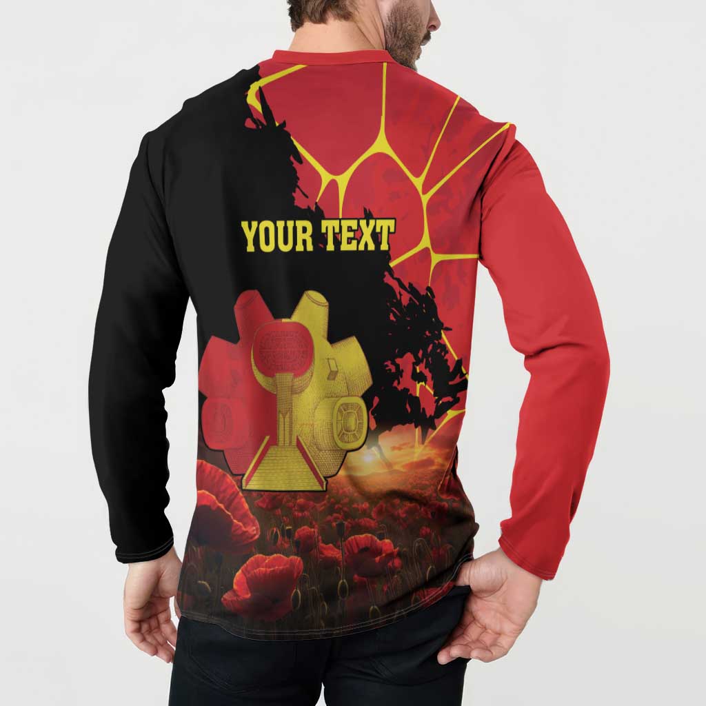 Personalized Macedonia Republic Day Button Sweatshirt Ilinden Monument Red Poppy - Wonder Print Shop