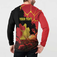 Personalized Macedonia Republic Day Button Sweatshirt Ilinden Monument Red Poppy - Wonder Print Shop