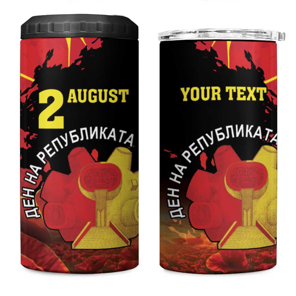 Personalized Macedonia Republic Day 4 in 1 Can Cooler Tumbler Ilinden Monument Red Poppy - Wonder Print Shop