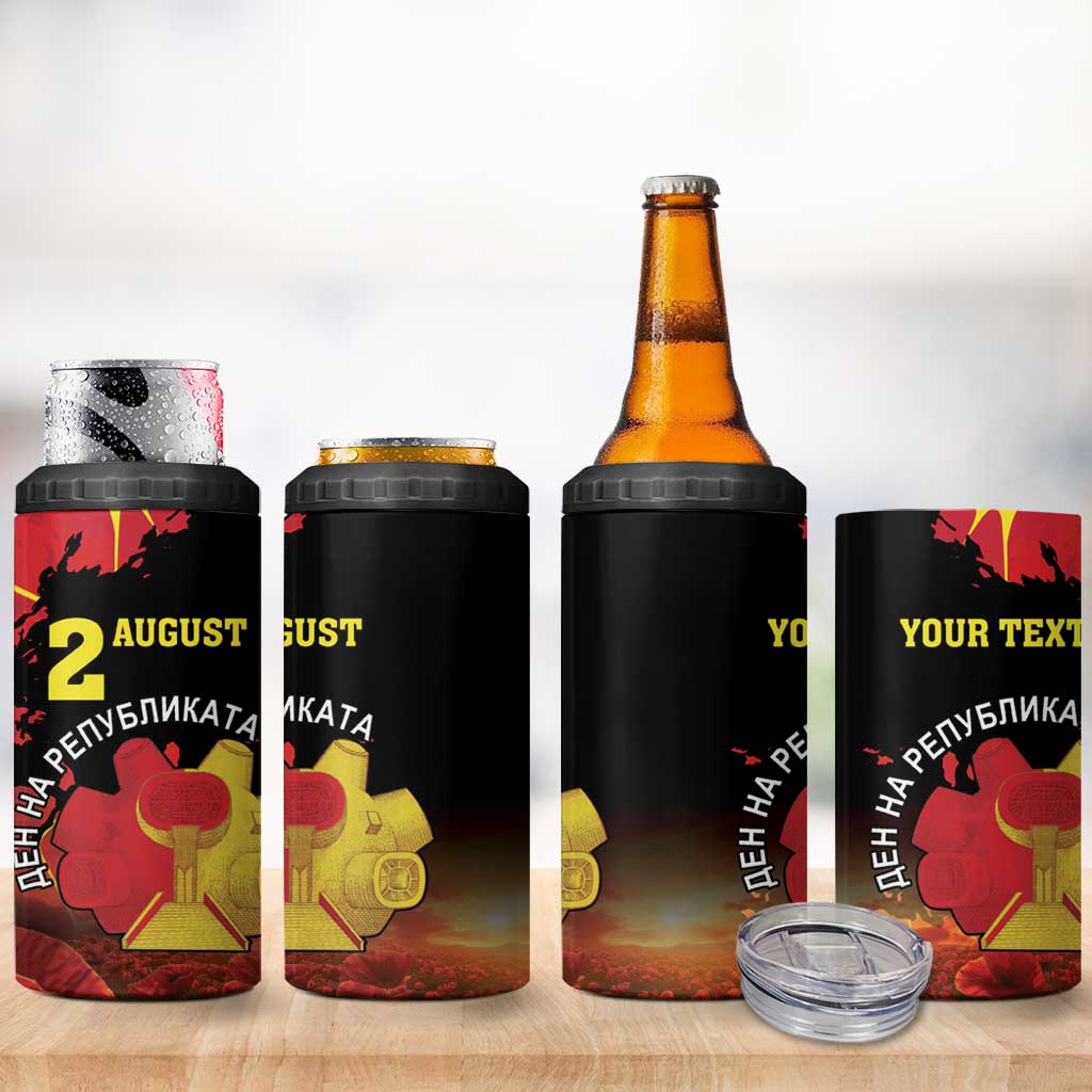 Personalized Macedonia Republic Day 4 in 1 Can Cooler Tumbler Ilinden Monument Red Poppy - Wonder Print Shop
