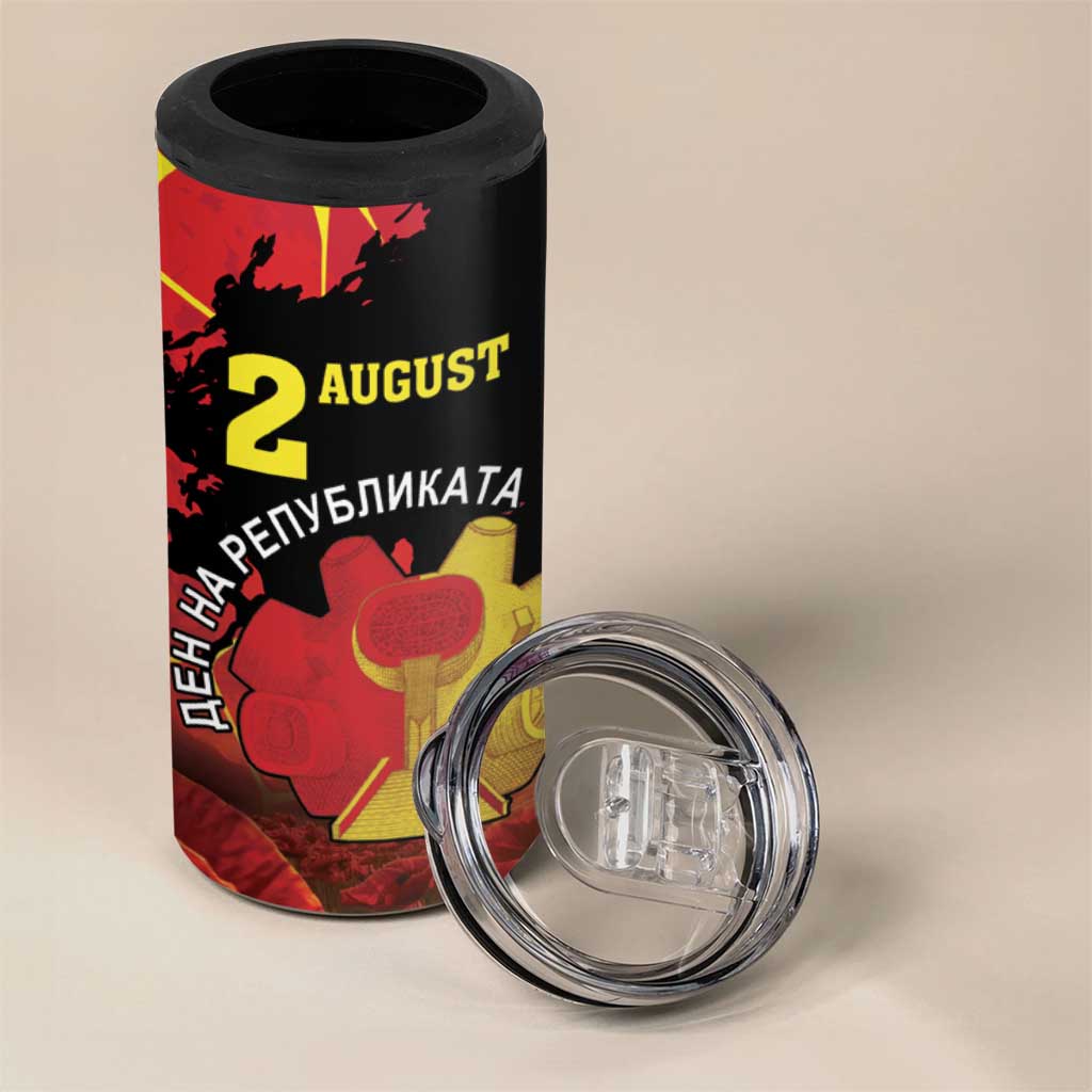 Personalized Macedonia Republic Day 4 in 1 Can Cooler Tumbler Ilinden Monument Red Poppy - Wonder Print Shop