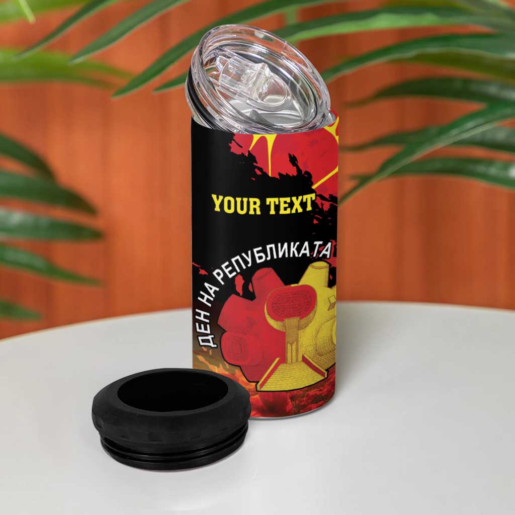 Personalized Macedonia Republic Day 4 in 1 Can Cooler Tumbler Ilinden Monument Red Poppy - Wonder Print Shop