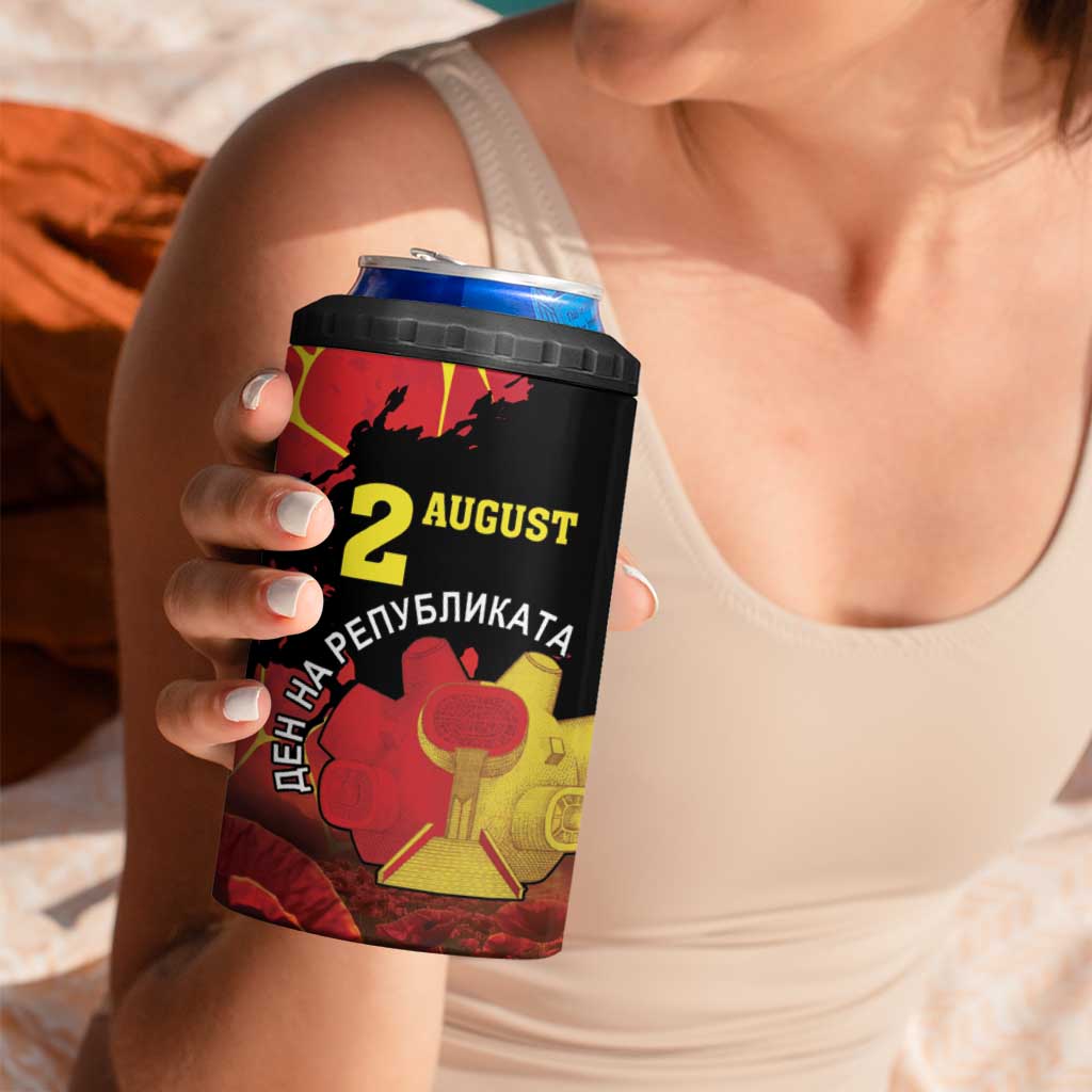 Personalized Macedonia Republic Day 4 in 1 Can Cooler Tumbler Ilinden Monument Red Poppy - Wonder Print Shop