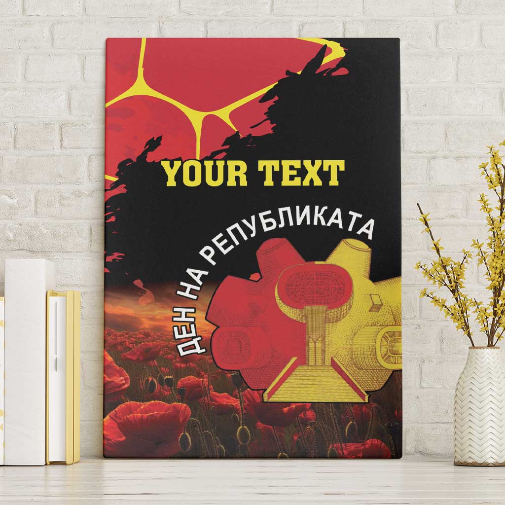 Personalized Macedonia Republic Day Canvas Wall Art Ilinden Monument Red Poppy - Wonder Print Shop