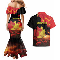 Personalized Macedonia Republic Day Couples Matching Mermaid Dress and Hawaiian Shirt Ilinden Monument Red Poppy - Wonder Print Shop