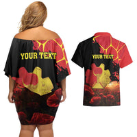 Personalized Macedonia Republic Day Couples Matching Off Shoulder Short Dress and Hawaiian Shirt Ilinden Monument Red Poppy - Wonder Print Shop