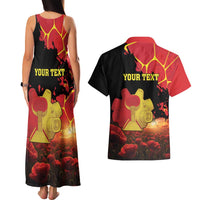 Personalized Macedonia Republic Day Couples Matching Tank Maxi Dress and Hawaiian Shirt Ilinden Monument Red Poppy - Wonder Print Shop