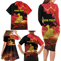Personalized Macedonia Republic Day Family Matching Long Sleeve Bodycon Dress and Hawaiian Shirt Ilinden Monument Red Poppy - Wonder Print Shop