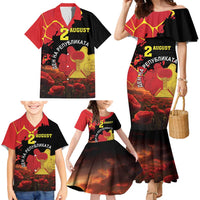 Personalized Macedonia Republic Day Family Matching Mermaid Dress and Hawaiian Shirt Ilinden Monument Red Poppy - Wonder Print Shop