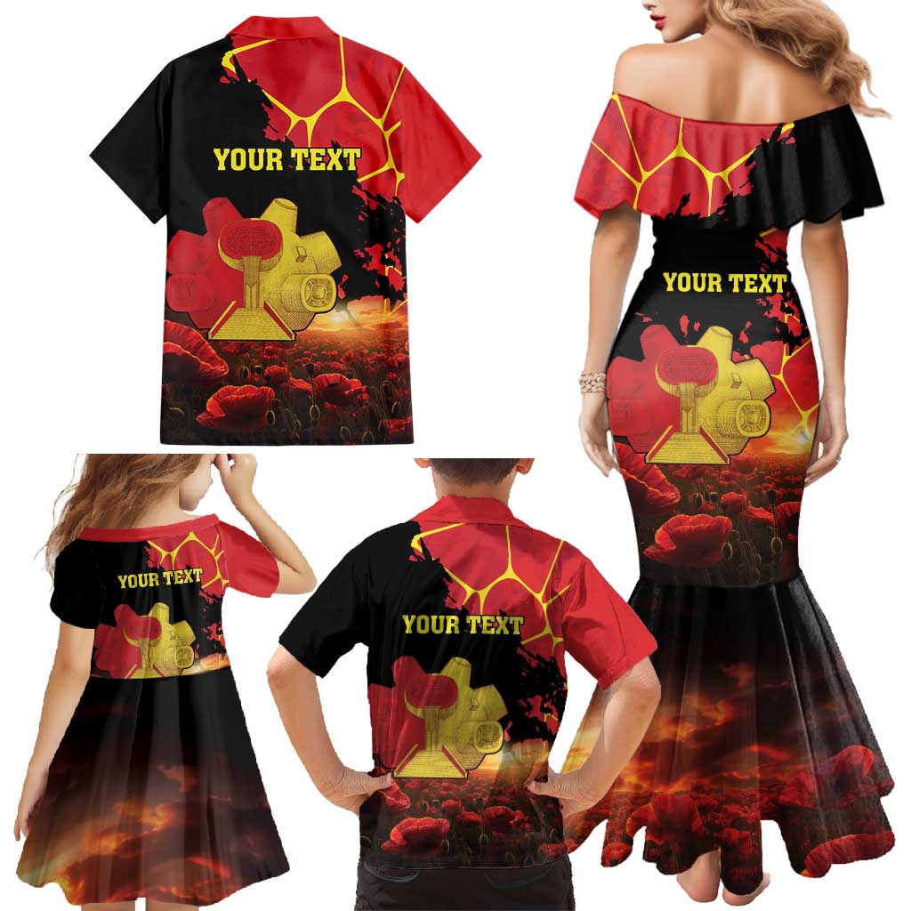 Personalized Macedonia Republic Day Family Matching Mermaid Dress and Hawaiian Shirt Ilinden Monument Red Poppy - Wonder Print Shop