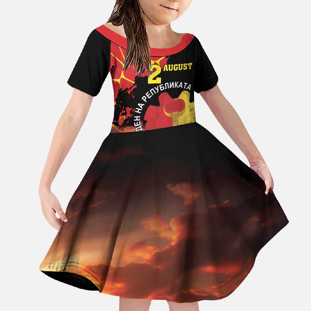 Personalized Macedonia Republic Day Family Matching Off Shoulder Maxi Dress and Hawaiian Shirt Ilinden Monument Red Poppy - Wonder Print Shop