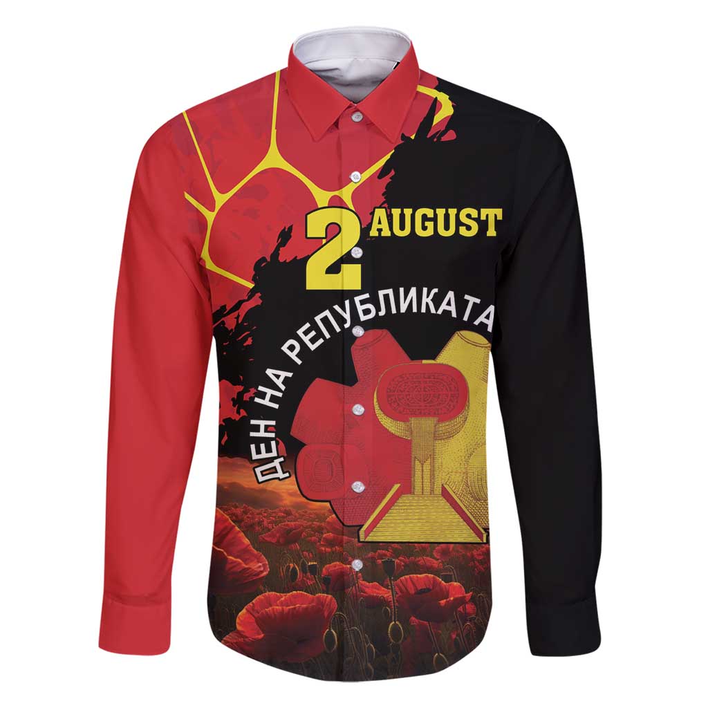 Personalized Macedonia Republic Day Family Matching Off Shoulder Maxi Dress and Hawaiian Shirt Ilinden Monument Red Poppy - Wonder Print Shop