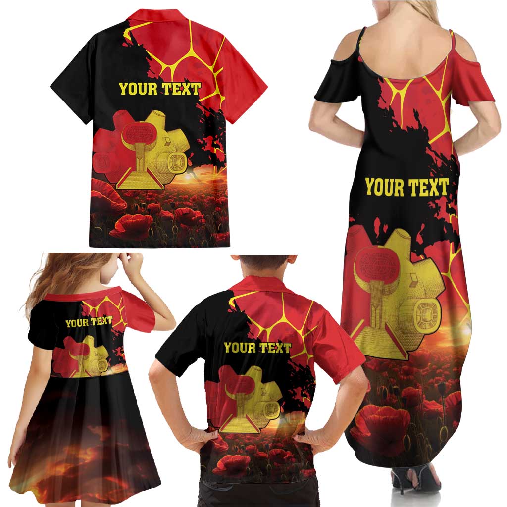 Personalized Macedonia Republic Day Family Matching Summer Maxi Dress and Hawaiian Shirt Ilinden Monument Red Poppy - Wonder Print Shop
