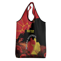 Personalized Macedonia Republic Day Grocery Bag Ilinden Monument Red Poppy - Wonder Print Shop