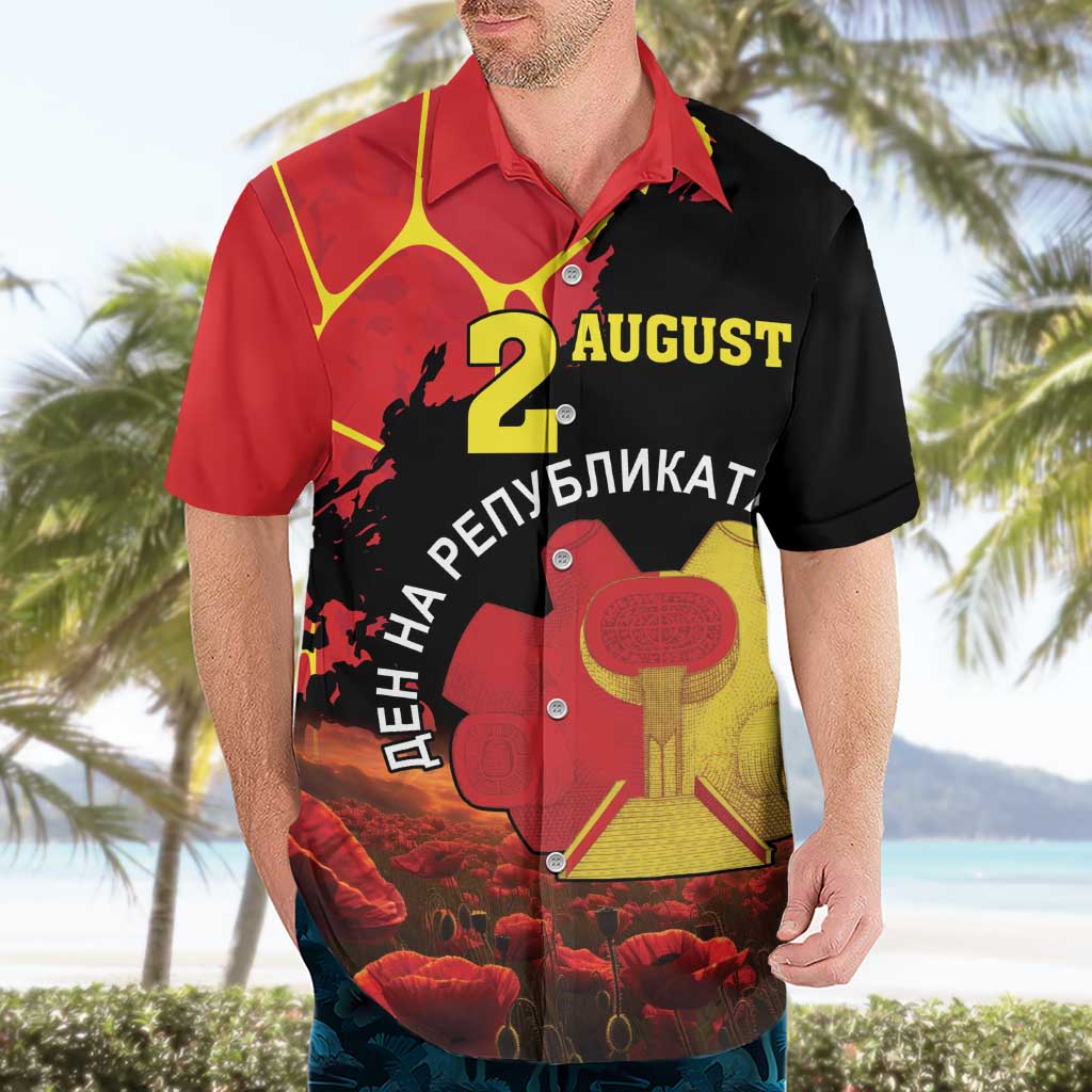 Personalized Macedonia Republic Day Hawaiian Shirt Ilinden Monument Red Poppy - Wonder Print Shop