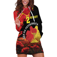 Personalized Macedonia Republic Day Hoodie Dress Ilinden Monument Red Poppy - Wonder Print Shop